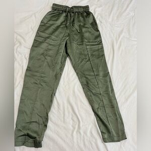 Missguided Satin Olive Green Pants